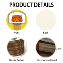 以篮球、足球、棒球、橄榄球和其他热门运动元素为主题的运动杯垫，搭配“投篮”、“超级巨星”、“打棒球”等励志标语，采用鲜艳的色彩和逼真的插画风格，传递出充满活力和激情的运动氛围。 - 木板-杯墊圓 - 查看 8