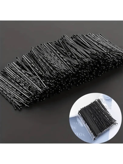 100/200pcs Black Metal Hair Clips, Minimalist Wavy Hair Clips For Women & Girls, Casual Hair Accessories