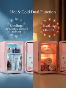 SOKANY 4升迷你美妆冰箱，带可调节LED灯镜，双重制冷，可存放化妆品和食物，便携式迷你冰箱，适用于卧室、办公室和汽车使用。 - 查看 7