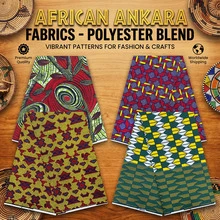 Tissu africain imprimé en polyester doux, motif Kitenge coloré, convient pour la couture de robes d'été, jupes, hauts et tenues de vacances, idéal pour la couture DIY, le matelassage, les sacs de mode, les foulards, les taies d'oreiller et les textiles d'ameublement - Multicolore - Voir 7