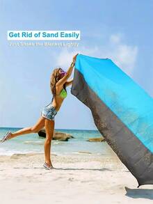1PC Lightweight Oversized Picnic Beach Blanket Sandproof, Large Picnic Mat For Beach Travel Camping Hiking Machine Washable Includes: 1 Beach Mat, 4 Fixing Piles, 1 Buckle, 1 Small Package