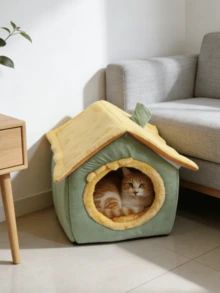 Spring Aesthetic 四季宠物床 - 透气洞穴式猫狗窝，可拆卸水洗床罩和防滑底座 - 彩色 - 查看 8