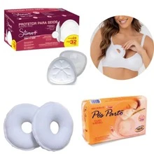 KIT CUIDADOS PÓS PARTO DA MAMÃE ABSORVENTE PÓS PARTO 15 UN/ROSQUINHA PARA SEIOS/ABS PARA SEIOS 30 UN - Branco - Visão 3