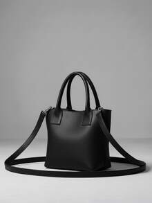 Women's Small Handbag With Crossbody Strap, Elegant Solid Color, Women's Handbag - 黑色 - 查看 4
