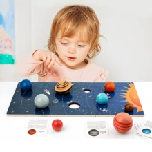 3+ Years Old Children's Wooden Solar System Model Board, Planets Puzzle Science STEM Space Learning Toy, Preschool Planet Recognition Toy With 3D Planet Models, Educational Gift For Boys And Girls, Birthday/Children's Day Gift - Multicolor - View 2