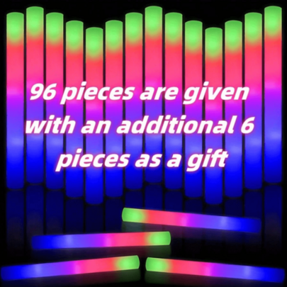 CameIParty 100 PCS LED Light Up Foam Sticks Concert Rally Glow Sticks Party Rave Wands, With 3 Modes Colorful Flashing, Foam Light Up Sticks, LED Light Sticks, Glow Sticks Party Pack For Halloween, New Year, Wedding, Raves, Concert, Christmas