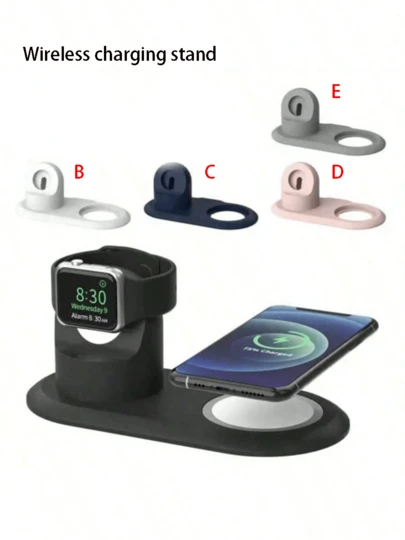 2-In-1 Wireless Charging Stand, Silicone Base Charging Dock, Convenient Wireless Charger Desktop Stand For Phone And Watch, Multiple Styles Available, Perfect Gift For Family And Friends, Phone Accessories/Stand