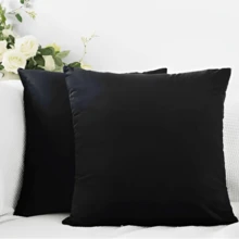 Kit Of 4 Cushion Covers 45x45 Suede Smooth Velvet Premium With Invisible Zipper Decorative - Black - View 3
