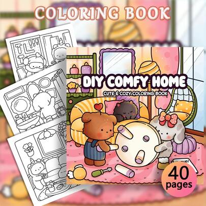 40 sidor - 200 g/m², söt gör-det-själv-målarbok med läkande stil, gör-det-själv-vägledningselement, svartvitt färgschema, inklusive palldetaljer, vardagliga klotter och målarfärg, lämplig som present till tjejer, alla hjärtans dag eller nyår