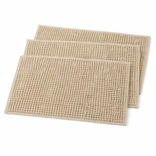 Set Of 3 Popcorn Bathroom Mats, Non-Slip, 38x58cm, Microfiber Chenille With Polka Dots, Super Soft And Absorbent, For Shower Exit. - Bộ 3 màu be - Xem 6