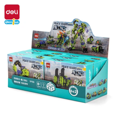 DELI YP158 Building Blocks, 6-In-1 Combination Model, Small Particle Assembly, Robot/Fighter Jet/Dinosaur, Transform As You Like, Suitable For Ages 6+, CE Certified, Unlock New Creative Building Fun