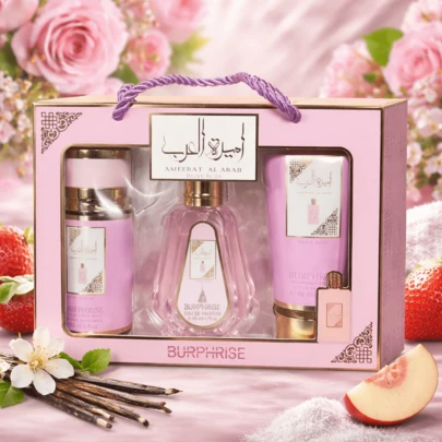 Lattafa BURPHISE Ameerat Al Arab Prive Rose Gift Set For Women – Sweet Floral Perfume, EDP 50ml + Perfumed Body Care 88ml / 88g