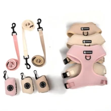 3pcs Adjustable Chest Harness, Leash And Poop Bag Holder Set, Comfortable Teddy Bear Design Harness Suit For Training And Walking Small/Medium Pets