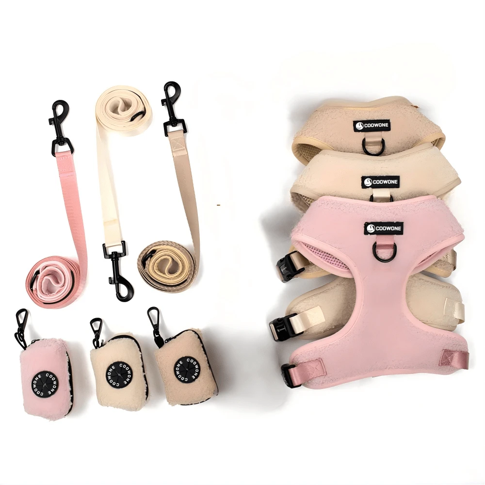 3pcs Adjustable Chest Harness, Leash And Poop Bag Holder Set, Comfortable Teddy Bear Design Harness Suit For Training And Walking Small/Medium Pets