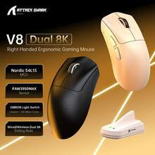 Chuột chơi game không dây ATTACK SHARK V8 8K với độ phân giải 42000 DPI - Cảm biến PAW3950 MAX - Trọng lượng nhẹ 59g - Chip xử lý Nordic54L15 - Thời lượng pin 400 giờ, ba chế độ hoạt động, Phụ kiện chơi game dành cho PC/Laptop. - Nhiều màu - Xem 1