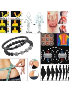 2pcs Magnetic Healing Beaded Bracelet, Helps Relieve Joint Pain, Promote Weight Loss, Healthy Jewelry Therapy, Improve Sleep, Suitable For Men And Women, Christmas Gift (Comes With Jewelry Storage Bag)