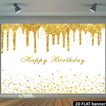 Rsuuinu Golden Birthday Party Backdrop For Girls Women Gold And White Bokeh Dots Glitter Photography Background Happy Birthday Party Deco - White - View 5
