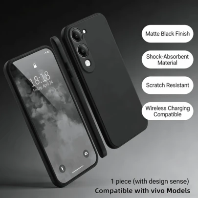 1 st: Vivo svart silikontelefonskal, lämplig för Vivo Y20, Vivo Y27, Vivo Y36, Vivo V29, Vivo V30e, Vivo V40. Det är ett telefonskyddsskal, telefonskal, telefonfodral, fallskyddande telefonskal, svart telefonskal, enkelt telefonskal, enfärgat telefonskal, svart telefonskal, TPU-telefonskal, fallskyddande telefonskal (militärklassat, fallskyddat).