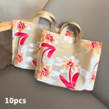 100个装派对礼品服装包装袋，高端女士购物袋，手提收纳袋，花纹包装袋，婚礼包装袋，礼品包装袋，可重复使用包装袋，加厚防水便携大容量手提袋，户外旅行日常用品收纳袋。适用于节日、新年、婚礼、派对、购物、生日礼物袋、派对礼品袋等场合。 - 彩色 - 查看 9