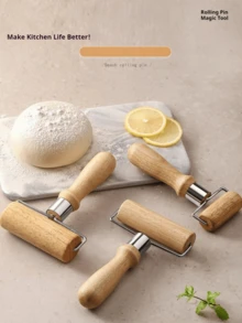 1pc Wooden Rolling Pin, Hand-Held Flour Roller, Dumpling Skin Roller, 360-Degree Non-Stick And Wax-Free, Suitable For Making Pastry Dough, Baked Goods, Dumpling Skins And Other Baking Tools, Commercial And Household Use - Multiple Specifications - View 12