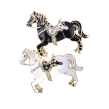 1pc Enamel Rhinestone Drip Oil Zodiac Horse Brooch, Exquisite Suit/Coat Decoration Accessory - Multicolor - View 11