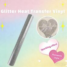 1卷闪亮/闪光乙烯基卷材 - 闪闪发光，适用于T恤面料热压转印 - 銀色 - 查看 8