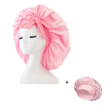 2pcs Luxury Satin Silk Sleep Cap, Lightweight & Breathable, Comfortable Hair Care All Night, Ideal For Curly, Braided & Long Hair. This Fashionable & Comfortable Unisex Sleep Cap Keeps Your Hair Healthy All Night, Perfect Gift For Valentine's Day. Hair Sleep Cap - Black + Khaki - View 10