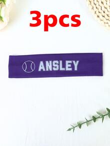 1/3/5件装,定制头带装饰,个性化发圈,定制球形图案+文字,可印制您的名字,适合团队和啦啦队装饰、生日派对礼物、闺蜜主题派对 - 彩色 - 查看 31