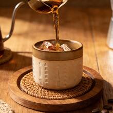 复古陶瓷浓缩咖啡杯 - 日式茶杯，适合居家或办公使用，斋月或开斋节的理想礼物，仅限手洗