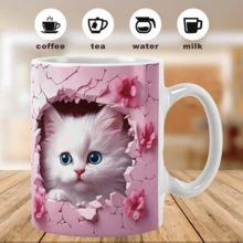 Cốc cà phê gốm hình mèo con - Thiết kế khoét lỗ trang trí, cốc trà tái sử dụng hàng ngày, chất liệu cao cấp, món quà ngày lễ hoàn hảo (Chỉ rửa bằng tay) - Nhiều màu - Xem 3