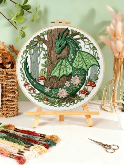 Kit de bordado de 20x20cm/7.9x7.9 pulgadas, patrón de vid, juego de bordado hecho a mano DIY, adecuado para adultos y principiantes, incluye tela de bordado, instrucciones, aro de bordado e hilos, gran regalo para amigos y familiares, decoración del hogar, artesanía de oficina