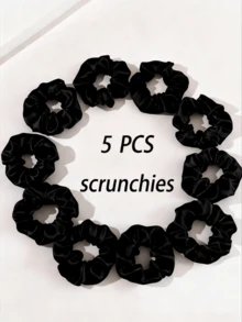 10pcs Satin Hair Scrunchies, Silk-Feel Hair Ties, Seamless Soft Elastic Hair Ties, Anti-Breakage Ponytail Holders, Suitable For Sleeping, Thick/Thin Hair, Bridesmaid, Wedding, Party, Daily Use (Ivory White) ,Rubber Bands ,Hair Rope Elastic Band Beauty Home Hair Accessories - Black - View 7