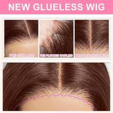 即戴即走，无需胶水，直发，真人混纺发丝，200%密度，5x5高清蕾丝闭合，预先拔毛，预先修剪，女士款，真人前额发丝，13x4/13x6高清蕾丝前额，4号巧克力深棕色 - 棕色 - 查看 7