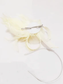YBYR 50、60年代女士优雅网纱缎带头饰，适合下午茶会、肯塔基德比或婚礼等特殊场合 | 复古风帽子 | 装饰帽 - 米黃 - 查看 4