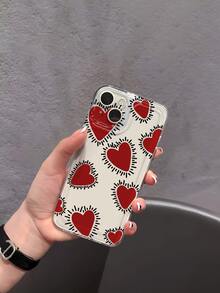 1pc Romantic Love Expression Design, Fiery Heart & Vibrant Wave Print, Valentine's Day Couple Gift Transparent Soft Silicone Phone Case, Anti-Slip Anti-Drop Anti-Yellow Lightweight Full Coverage Soft Phone Cover Compatible With Apple Phones - Multicolor - View 6