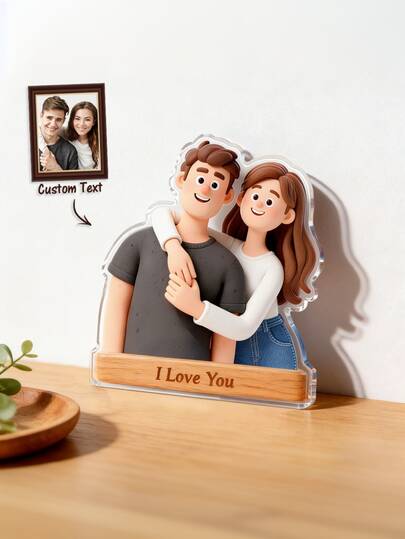 1pc Custom Cartoon Portrait 3D Effect Action Figures Personalized Desktop Decor From Photo Valentines Day Gifts For Him Her Customized Romantic Gifts For Birthday Anniversary Girlfriend Boyfriend Couples Husband Wife Personalized Couple Figurine Custom Doll 3D Printed Cartoon Character From Real Photo Unique Love Gift For Men Women