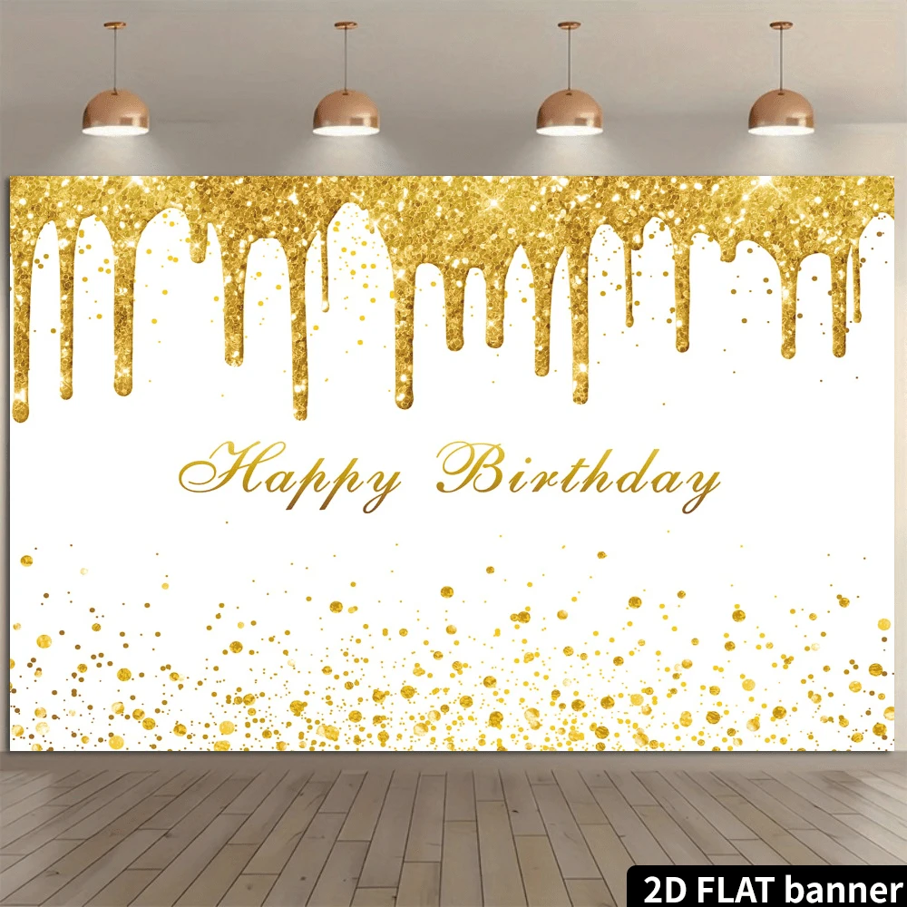 Rsuuinu Golden Birthday Party Backdrop For Girls Women Gold And White Bokeh Dots Glitter Photography Background Happy Birthday Party Deco