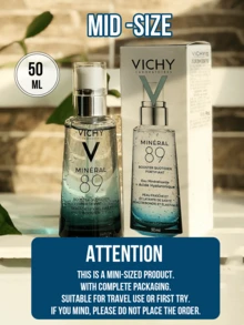 Vichy Mineral 89 Fortifying & Plumping Daily Booster (50ml Full-Size / 15ml Travel Mini) - Infused with Volcanic Thermal Spring Water & High-Purity Hyaluronic Acid, Repairs Sensitive Skin, Reduces Fine Lines & Boosts Skin Elard Types, Ideal for Daily/Travel Skincare & Gifting - 89火山能量瓶微精華露 - 查看 5