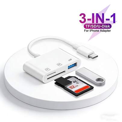 3-In-1 All-In-One Card Reader! Type-C Interface Card Reader Supports CF, SD, TF (Micro SD) Full Series Storage Cards, Covering SDHC, SDXC, MicroSDHC, MicroSDXC And Other Specifications. Dual Slot Design For Convenient Insertion And Removal, Plug And Play Without Drivers. Compatible With Tablets, Laptops, Android Phones, Easily Accessing Storage Content From Dashcams, Outdoor Cameras.