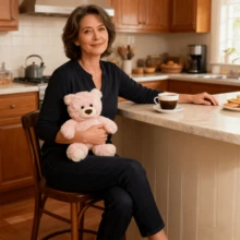 Miniso 26厘米/10.23英寸吉法德熊系列坐姿毛绒公仔动漫卡通填充娃娃抱枕沙发装饰生日节日礼物 - 粉色 - 查看 8