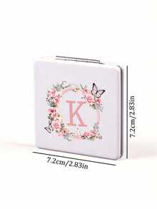 1pc Romantic Floral & Letter A-Z Series Compact Vanity Mirror, Foldable Lightweight Ultra-Thin Portable Hand Mirror, Silver Nano Electroplated Frame, Delicate Details, Suitable For All Occasions And People, Foldable Square Shape For Easy Carrying,For Daily Use, Travel, Party, Gift - Perfect For Women, Girls - Multicolor - View 8