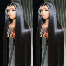 Brazilian Long Straight Brazilian Virgin Human Blended Hair Wigs 200 Density 13x4 5x5 Lace Front Wig For Women Pre Plucked Nature Hairline And Pre-Bleached Invisible Knots Suitable For To Wear On Daily Or Holiday Occasions Wig - Natural & Black - View 3