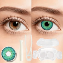 5 Pairs Of Colored Contact Lenses, With Options For Different Colors Color Contact Lenses For Annual Use For Eye Makeup, Role Playing, Festival Event Dress Up Halloween Costume Cosplay - màu xanh lá - Xem 1