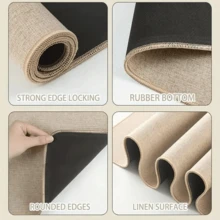 1pc Daisy Pattern Printed Linen Kitchen Rug, Doormat, Bath Mat, Hallway Mat, 3D Floral Rectangle Carpet For Living Room, Bedroom, Corridor, Bathroom, Laundry Room - Polyester, Indoor Outdoor Home Decor - Coffee Brown - View 9