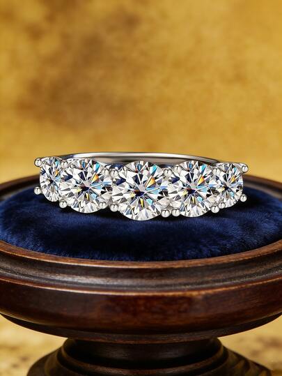 1pc 925 Sterling Silver Plated Platinum Luxurious High-End Multi-Diamond Pave Ring, Sparkling Diamond Design Elegant Women's Silver Jewelry Ring, Gift For Girlfriend