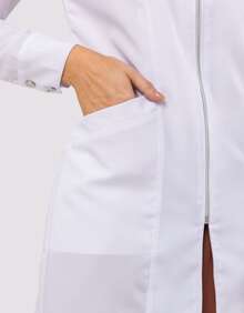 Women's Fitted Lab Coat With Zipper And Puff Sleeves Evi - 白色 - 查看 3
