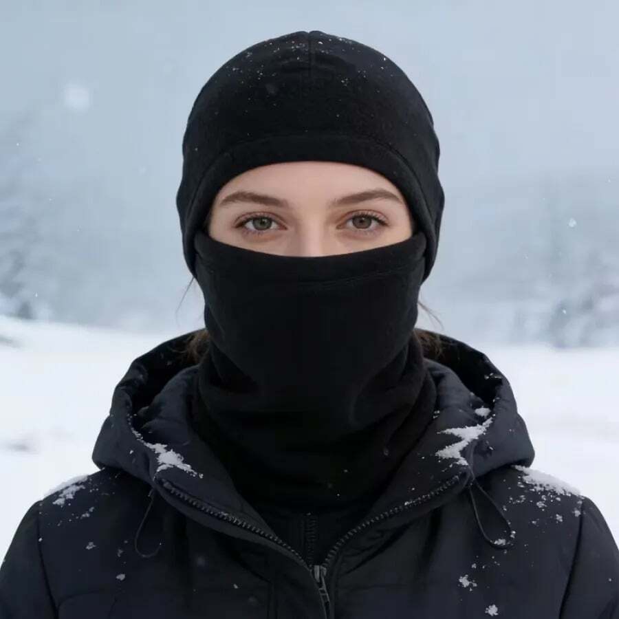 冬季防风拉法帽，男女通用户外休闲运动保暖滑雪面罩 - 适合骑行/滑雪/钓鱼，可搭配各种服饰，柔软舒适，冬季圣诞礼物 - 黑色拉瓦帽 - 查看 1
