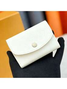 Small Card Case, Short Coin Wallet, Convenient To Carry, Louis Den White And Brown Ladies' Pocket Card Case - White - View 1