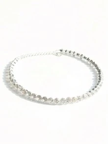 1件装女士镶钻颈链，正式场合颈链 - 銀色 - 查看 3