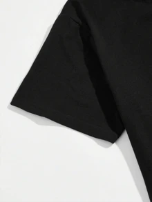 Men's Fashionable Minimalist Figure Print Short Sleeve T-Shirt | All-Match Street Casual Pullover Top - Black - View 5